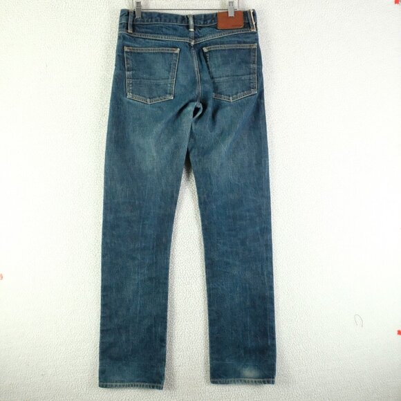 Gustin Jeans Mens 30X34 Blue Raw Selvedge Denim Straight Stone Wash Whiskers - Picture 4 of 13